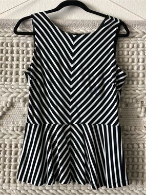 Banana Republic Black and White Striped Peplum Tank
